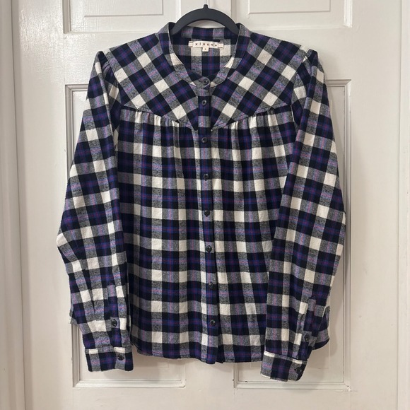 XiRENA Tops - Xirena Jesse Plaid Flannel Gathered Yoke Shirt S Cotton Boho Western Cabincore